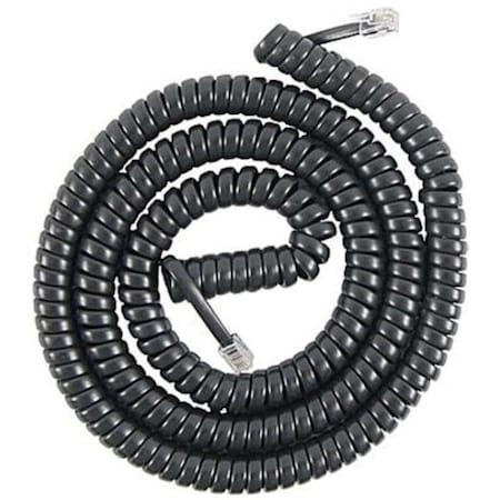 Power Gear Coiled Telephone Cord, 12 Ft., Black, 27639